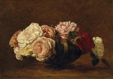 Henri Fantin-Latour: "Roses in a Bowl" (1883) — Giclee Fine Art Print