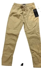 Raw Yarn Industries  NWT Young Mens Beige Diamond Pattern Jogger Pant Size L 