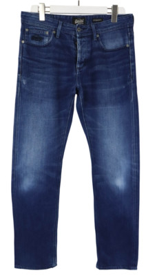 Superdry Officer Straight Herrenjeans W32/L32 Fade Effekt Knopf Fly