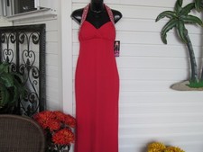 BLONDIE NITES Red Full Length Formal Crystal Trim sz 1 NWT