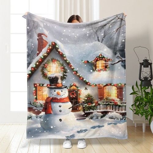 Christmas Snata Tree Flannel Blanket Throw Blanket Dog Car Nap Blanket Full Size - Picture 13 of 34