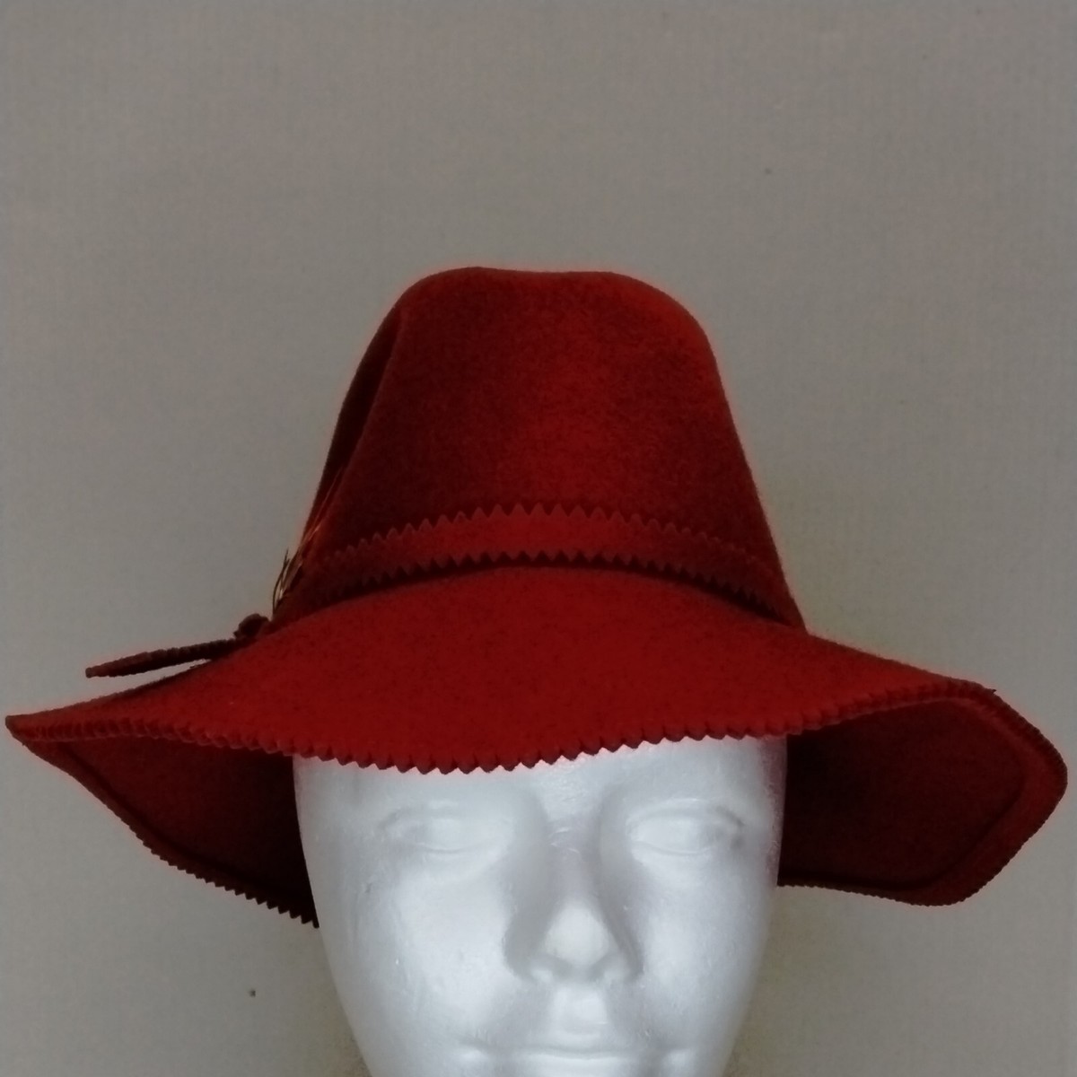 Vtg Mr. John’s Red Feather Felt/Wool Hat Vtg Mr John Jr Burnt Orange Felt Fur Hat W/Feather Church  main image 4