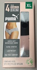 Puma Women's 4-Pack Seamless Bikini, Multicolor, Size XL