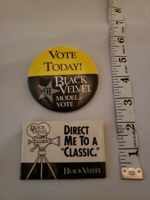 Black Velvet Canadian Whiskey Pinback Advertising Pin Buttons