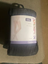 Brand New Women's Joyspun 2 Pairs Control Top Black Diamond/Gray Tights Size XXL