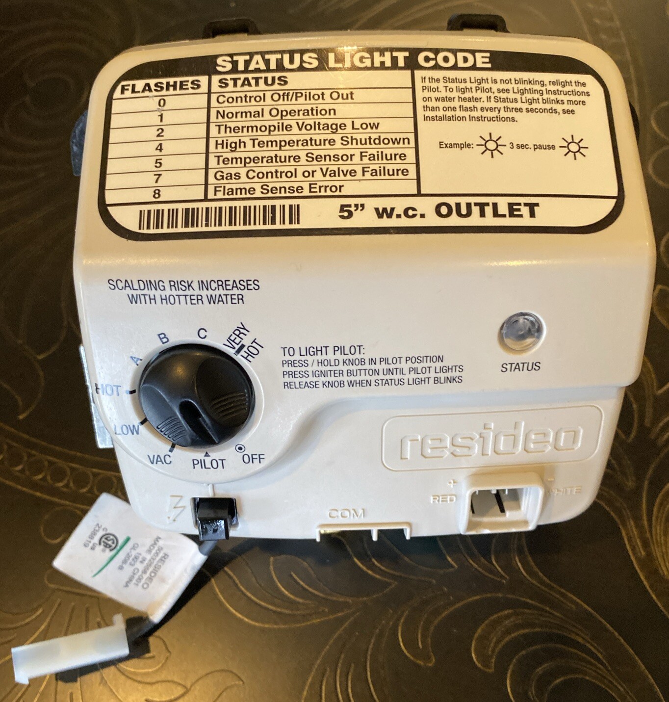 Honeywell WV8840B1110 Gas Water Heater Control Valve Natural Gas 5" WC Outlet 85267605038 eBay