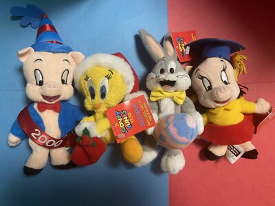 Looney Tunes Calendar Bean Bags 1999 Lot Of 4 Bugs Bunny, Tweety, Porky, Petunia