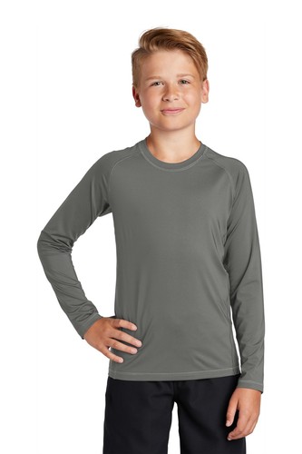 Sport-Tek YST470LS Youth Long Sleeve Moisture Wicking Rashguard Tee T-Shirt - Picture 4 of 7