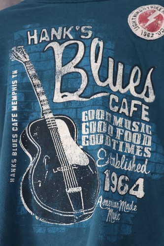 The Original Jean Co Boy's Dark Green Long Sleeve Hank's Blues Cafe Top Large - Picture 2 of 5
