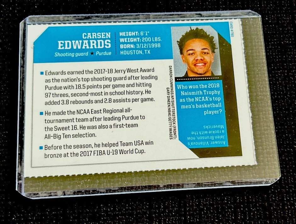 CARSEN EDWARDS ROOKIE 2018 Sports Illustrated for Kids Si basketball Purdue NM+ - Image 2 of 2