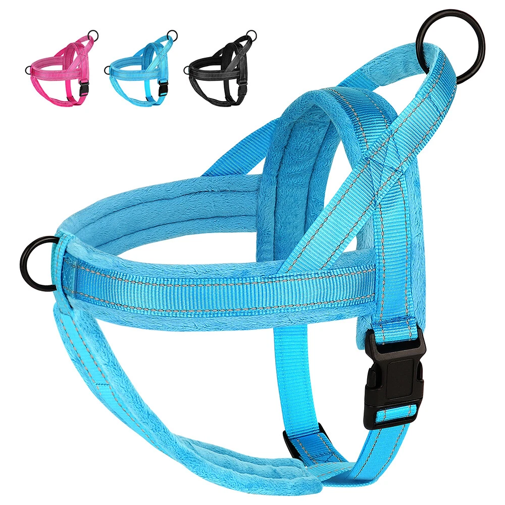 No Pull Dog Harness Fleece Padded with Front Clip Chest Plate Vest w/  Handle S-L | eBay