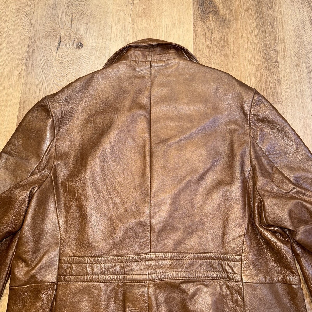 Vintage Reed Leather Jacket Mens 1960s 1970s Trench Coat
