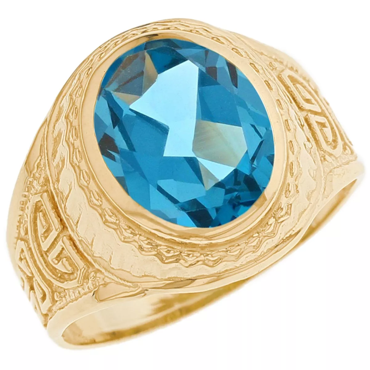 10k or 14k Yellow Gold Simulated Blue Zircon December Birthstone