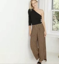 Women's Geometric Print High-rise Pleated Wide Leg Pants Size 6 NWT 2181