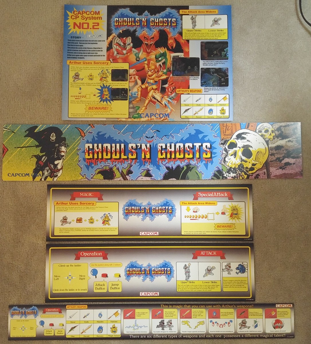 CAPCOM Ghouls n Ghosts Arcade Art set for Taito Vewlix Jamma CAPCOM Ghouls n Ghosts Arcade Art set for Taito Vewlix Jamma