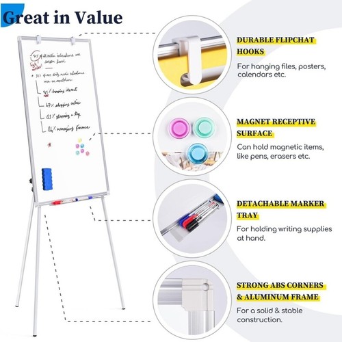 Mobile Magnetic Whiteboard 90x60cm with FREE GIFTS Collapsible Portable Stand - Picture 3 of 7