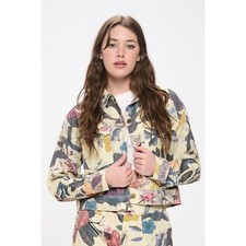 Sm Wardrobe Size Xl Botanical Print Button Down Denim Jacket