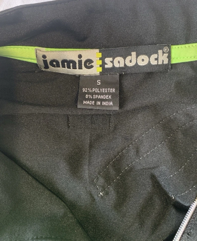 Top de golf Jamie Sadock para mujer S negro plateado verde arte sin mangas 1/2 cremallera tenis Foto 3 de 4