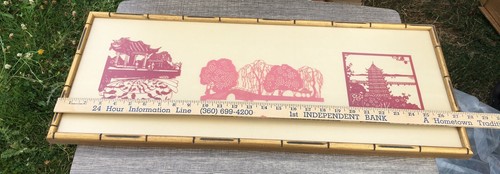 Vintage Chinese Paper Cut Artwork in Bamboo Frame lh - 第 1/5 張圖片