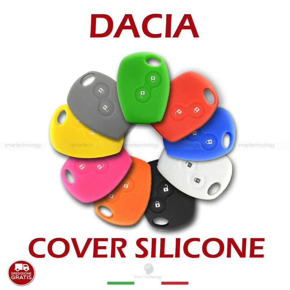 1NEISMARTECH GUSCIO COVER SILICONE TELECOMANDO CHIAVE 2 TASTI DACIA DUSTER LOGAN VARI COLORI