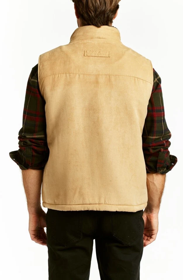 RAINFOREST Men's Micro Suede Faux Fur Sherpa Lined Vest Heritage Chamois Size L - Image 2 of 4