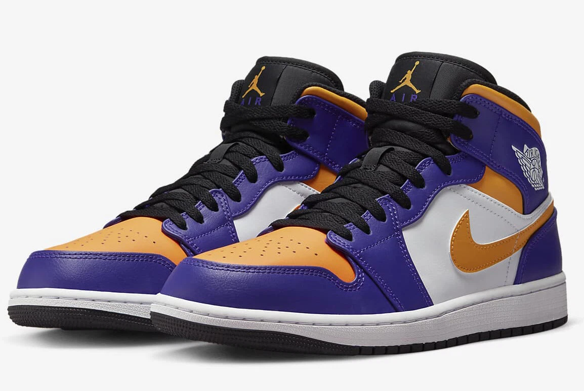 Nike Air Jordan 1 Mid Lakers Purple Yellow Taxi DQ8426-517 Men's