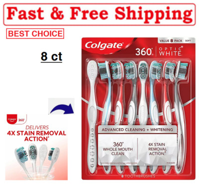 Colgate Optic White 360 Manual Toothbrush, Soft (8 pk.)