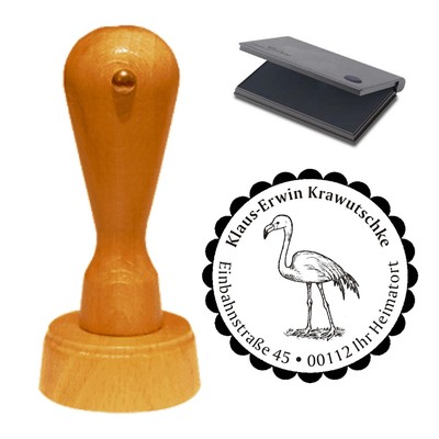 Stempel « süßer FLAMINGO » Adressenstempel Motiv Name Adresse rosa Vogel Zoo