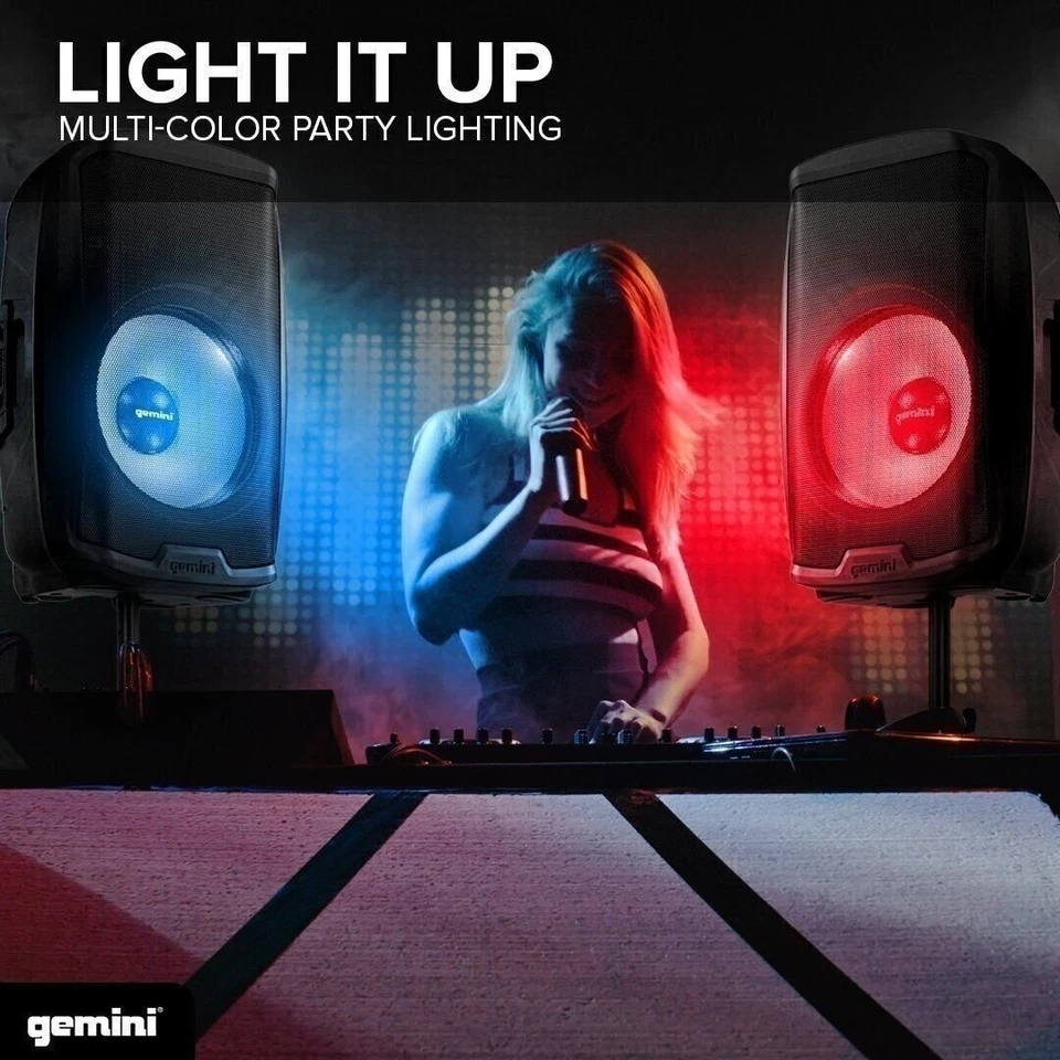 Gemini AS-2115BT-LT Bluetooth 15 Inch Active 2000 Watt PA Systems DJ Speaker - Image 4 of 4