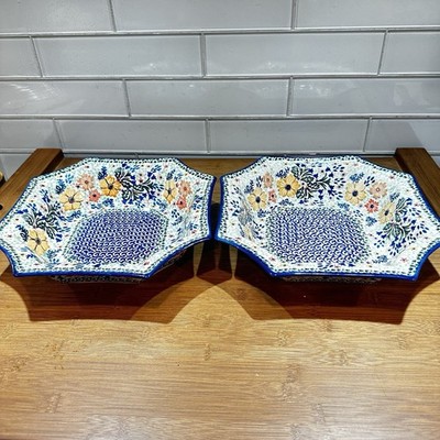 Set 2 Polish Pottery UNIKAT Bowls K Dacyszyn Ceramika Artystyczna Serving