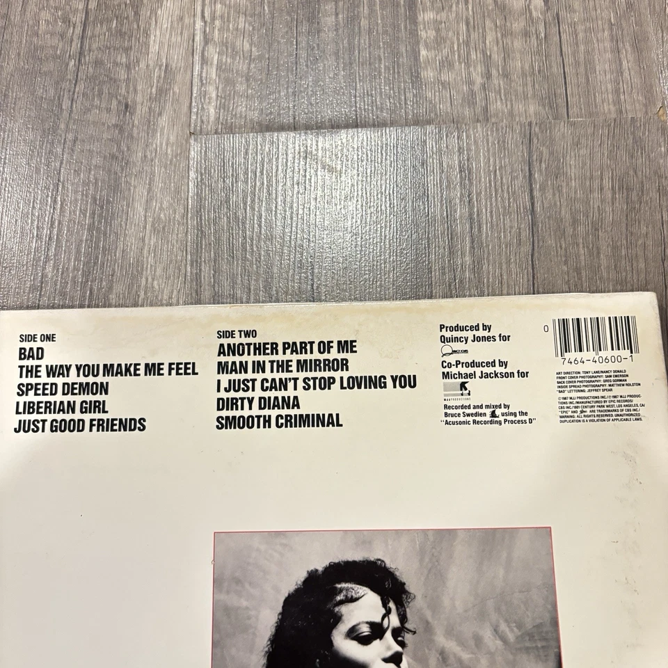 Michael Jackson - BAD Vinyl LP Album 1987 US 1st Press Epic Records - VG - Pop - Image 3 of 4