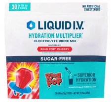 Liquid IV Hydration Multiplier, RING POP CHERRY, 30-Stick Packs, SUGAR FREE