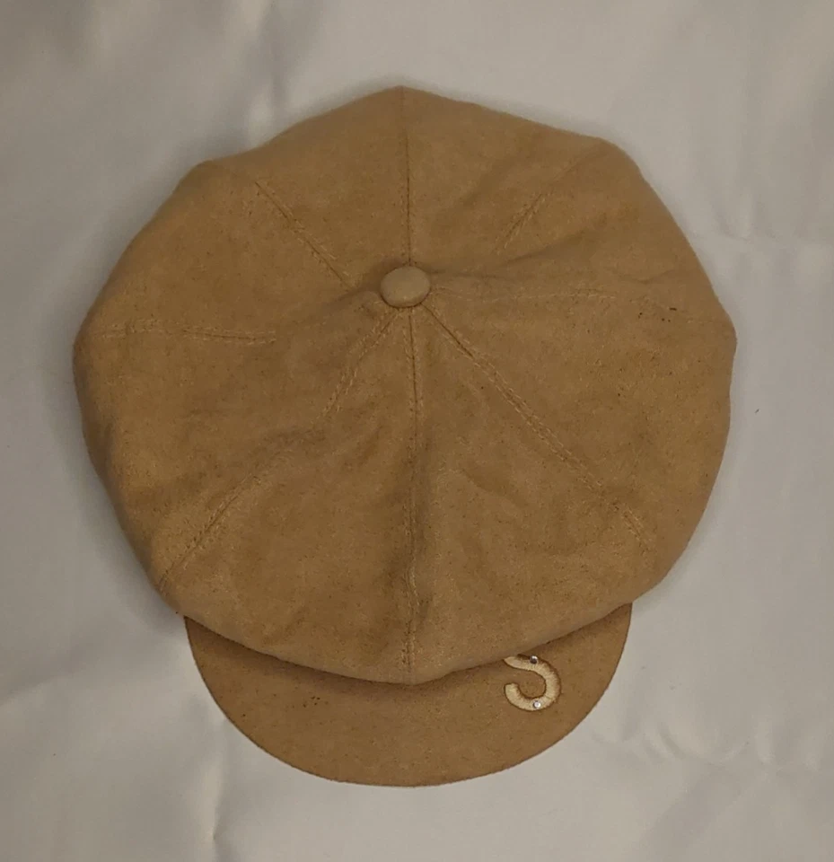 Sombrero de poliéster vintage LIMITED TOO bronceado tacto suave - Gorra de noticiero - con inicial 'S' Foto 3 de 4