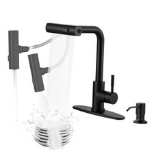 Waterfall: Kitchen Faucet with Pull Black Kitchen Faucet with Soap Dispenser
