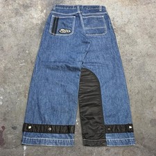 Vintage Lee Pipes Baggy BMX Skater Jeans Paneled Nylon Denim Raver 30x27