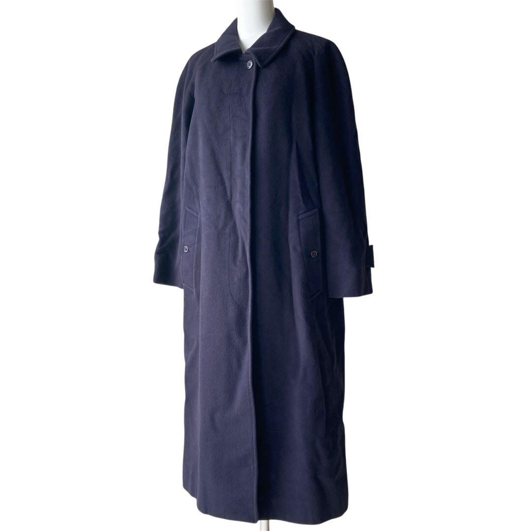 Burberry Long Coat Navy Blue Cashmere Blend With Buttons Size 11 For Women thumbnail 20
