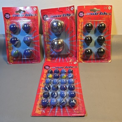 Vintage 1990er Restposten verschiedene Glasmurmeln Glitzerbombe von PMS Int verpackt unbenutzt