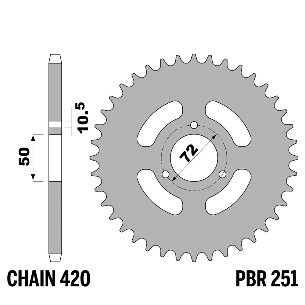 Pignon arrière 36 dents PBR pas 420 acier : fini l'usure rapide sur Honda NSR 50