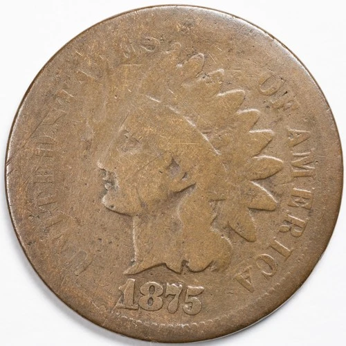 1875 Indian Head Penny Cent About Good (AG)