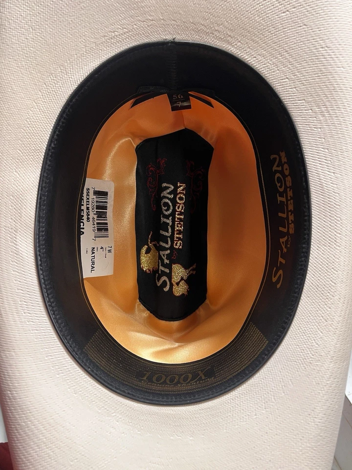 Sombrero de paja natural Stetson® STALLION 1000X ala de 4"  Foto 3 de 4