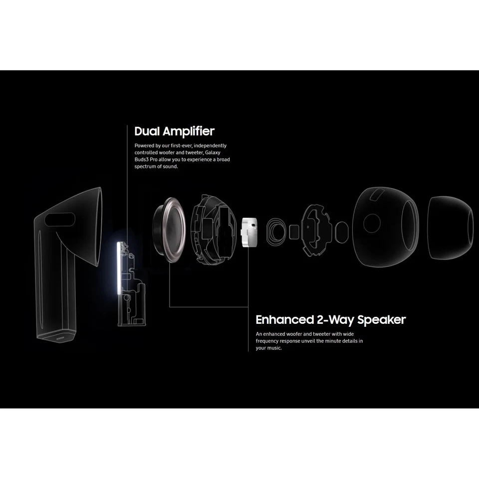 Auriculares inalámbricos verdaderos Samsung Galaxy Buds 3 Pro AI con cancelación de ruido, plateados Foto 2 de 4