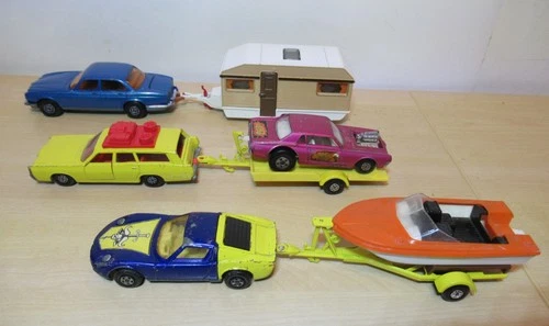 MATCHBOX LESNEY SPEED KINGS JOB LOT OF TOWING VEHICLES WITH TRAILERS