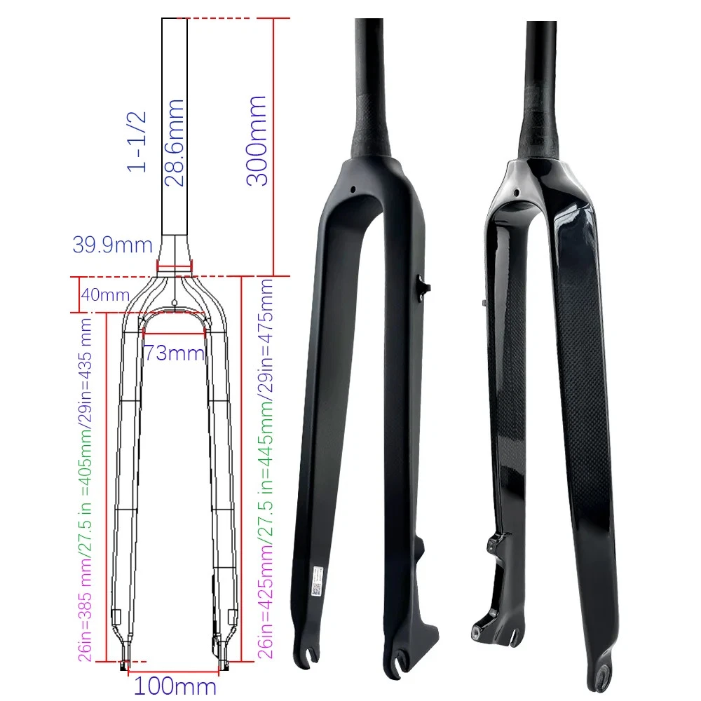 Carbon 1 1/8 in-Threadless 26 in Bicycle Forks for sale | eBay