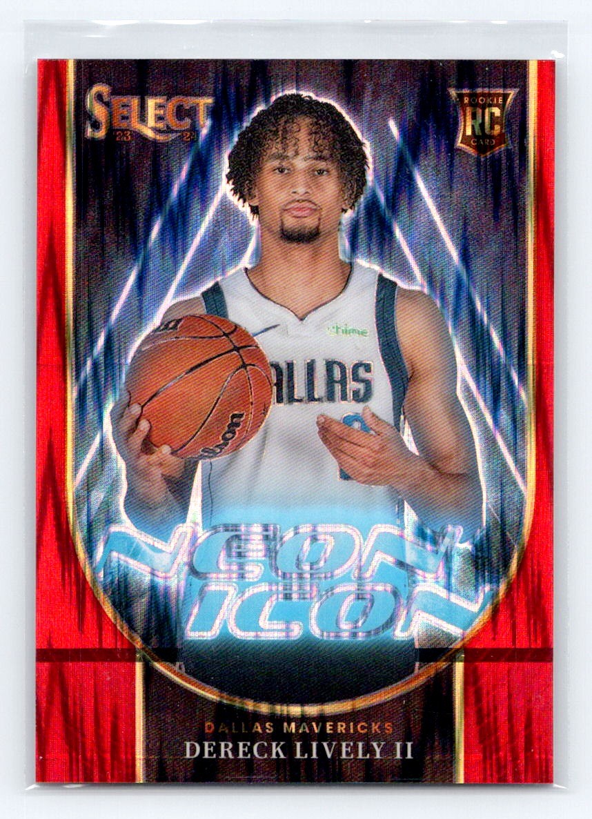 2023-24 Panini Select #16 Dereck Lively II Neon Icon Red Flash Prizms #/99 RC