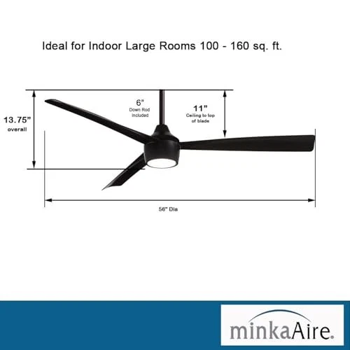  F626L-CL Skinnie 56" Ceiling Fan with Integrated LED Light in Finish Coal - Picture 6 of 8