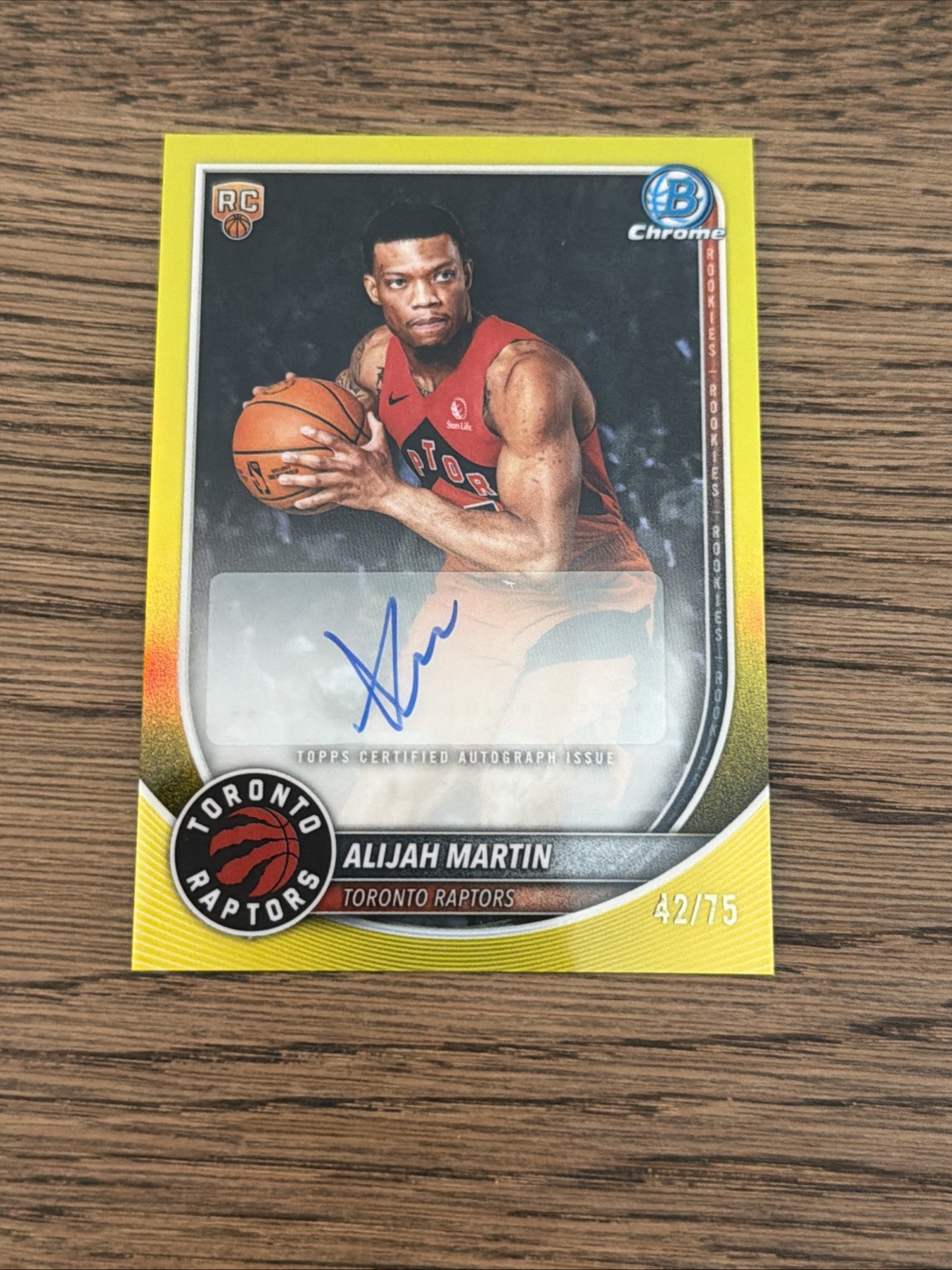 Alijah Martin 2025-26 Topps Bowman Chrome 43/75 Auto True Yellow RC #BCA-AM