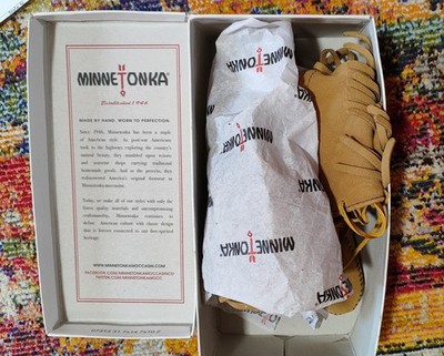Neu Minnetonka Moccasin, Tramper, Y2K, USA, Taupe, OVP Mokassins, Selten