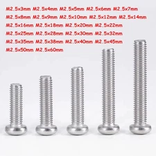 M2.5*3mm-60mm 304 Stainless Steel Pan Head Phillips Screws Machine Screws Bolts