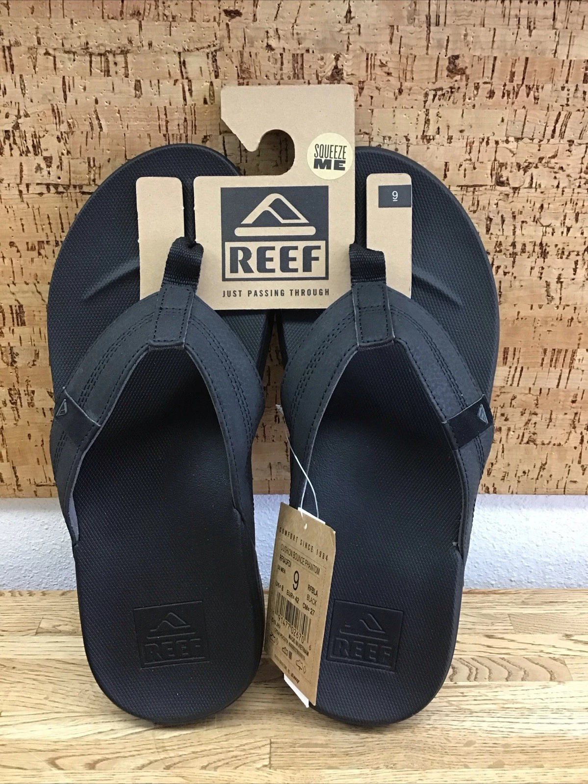 Men’s Reef Sandals Cushion Bounce Phantom Size 9 Black New Old Stock UM