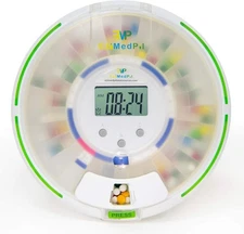 EziMedPil Automatic Pill Dispenser with Alarm, Sound & Light, up Frosted Lid 